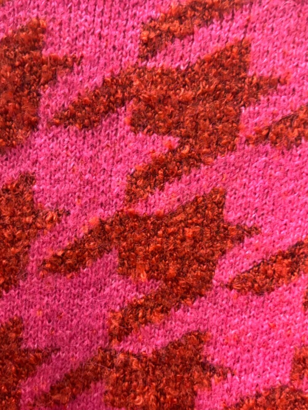Mango Hot Pink & Red Houndstooth Turtleneck Sweater S NWOT - Picture 4 of 8